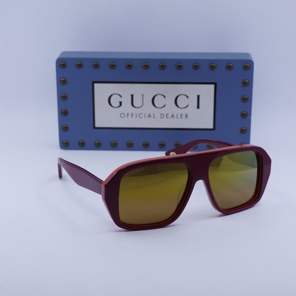 Final Price! Gucci GG1615S 003 Red/Orange/Ocher Sunglasses - Picture 1 of 10